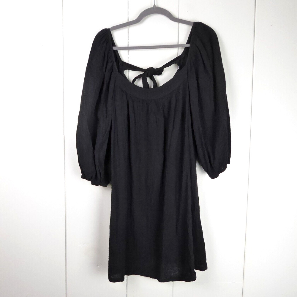 Nation LTD‎ Dress SZ M Carter Mini 3/4 Balloon Sleeve Square Neck Back Tie NWT